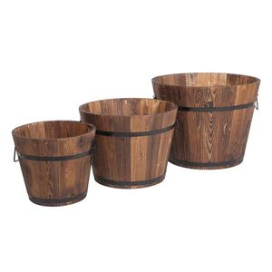 Ensemble de trois pots en bois renforcés et anticorrosion pour l'extérieur 41101629 Similaires pour les fleurs et les plantes - Product Image 2