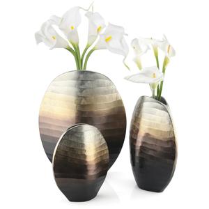 Juego de Jarrones Minimalistas de Metal con Diseño de Lirio de Agua, Jarrón Artístico de Mesa con Degradado Ombre Contemporáneo, Maceta Metálica para Diseño de Interiores - Product Image 1