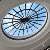 Dôme de toit en verre circulaire moderne avec structure en aluminium, système d'éclairage architectural pour plafond, pour bâtiment commercial