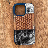 Offre Spéciale étui de téléphone en cuir véritable usiné à la main couverture mobile en cuir de vachette occidentale étuis de téléphone en cuir pleine fleur personnalisés pour Iphone 15
