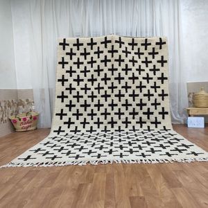 Hand-Knotted Woolen Moroccan Carpet Indian-Style Embroidered Design Washable Persian <b>Rug</b> Indoor Outdoor Use By ITHL - Product Image 5