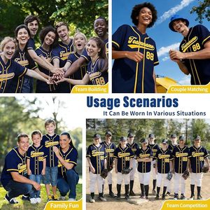 Maillot de baseball personnalisé, nom et numéro imprimés, chemise d'équipe pour hommes, femmes, jeunes, enfants, cadeaux pour fans - Product Image 4