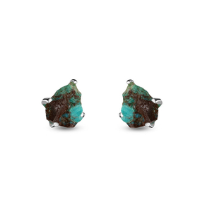 925 Sterling Silver Natural Chrysocolla Rough Butterfly Lock Stud <b>Earrings</b> Fashion Trendy Dainty Claw Setting Wedding Party Pack - Product Image 2