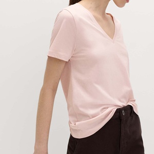 T-shirt femme uni sexy à col en V profond, appliques personnalisées, écologique, 100% coton, idéal pour l'été - Product Image 3