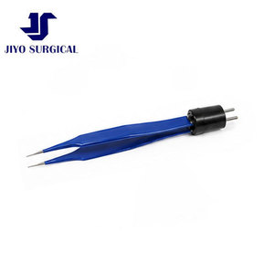 Pince bipolaire de bijoutier 4 pouces droite, pointes fines antiadhésives de 0,4 mm, manche plat isolé, instrument chirurgical réutilisable - Product Image 3