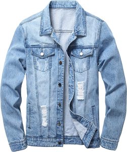 Wholesale <b>Men's</b> Winter Plus Size Denim Jacket Front Logo Flowers Waterproof Quick Dry Anti-Bacterial Anti-UV Reversible - Product Image 1