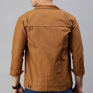 Vintage <b>Denim</b> <b>Jacket</b> 100% Cotton Breathable Embroidered Turn-down Collar Single Button Closure <b>Men's</b> Spring Short - Product Image 3