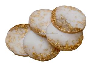 Sous-verres élégants en bois et résine époxy, écologiques, 4 pouces, pour boissons chaudes/froides, ensemble décoratif pour tables de salle à manger, thé, café, cuisine, mariage - Product Image 2