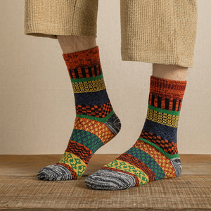 Chaussettes unisexes à la cheville, 5 paires, tricot jacquard, motif patchwork, laine, nylon, respirantes, décontractées, chaussettes d'automne - Product Image 4