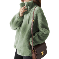 Damen Winter Warmer Sherpa Langer Mantel Einfarbig Superweicher Fleece Maßgeschneidert Lässig Langarm Wollfutter Atmungsaktiv