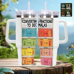 Custom <b>Insulated</b> Tumbler 40oz Stainless Steel Travel <b>Mug</b> With Fraction Conversion Design - Product Image 2