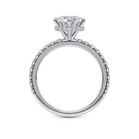 2,20 Karat Runder Brillant Labor-Gezüchteter Diamant Halo-Verlobungsring 14K Weißgold 6-Krappen Pavé Brautschmuck