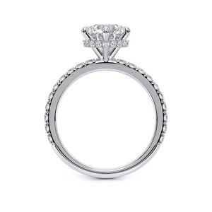 Anillo de Compromiso con Halo de Diamantes Cultivados en Laboratorio, Corte Brillante Redondo de 2.20 Quilates, Oro Blanco de 14K, 6 Puntas, Joyería Nupcial - Product Image 4