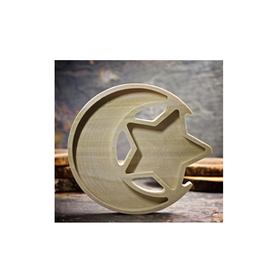 Bandeja de madera con diseño de luna y estrella para exhibición de vajilla, decoración, bandeja de postres de madera contrachapada para Ramadán, uso en fiestas. - Product Image 1