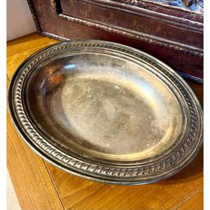 Oval Shape <b>Metal</b> Silver Dish Food Display Plate Beaded <b>Border</b> Design Tableware Use Brass Food Serving Oval Deep Bowl Handmade - Product Image 6