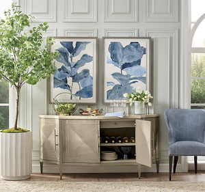 Buffet en bois d'acajou massif Fasano, fait main, design élégant et courbé, meuble de rangement minimaliste pour salon - Product Image 1