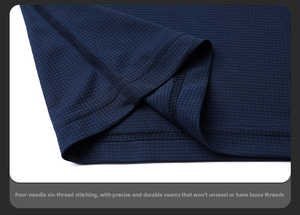 Polo à manches longues pour homme, bleu marine, tricoté, séchage rapide, design uni, boutons sur le devant, coupe classique - Product Image 6