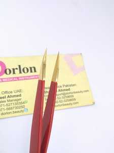 Pinzas para Cejas con Recubrimiento de Color Rojo Personalizado, Pinzas para Cejas de Acero Inoxidable, Pinzas de Punta Inclinada y Puntiaguda con Tijeras para Pestañas/Cejas - Product Image 2