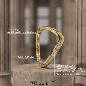 แหวนทองคำแท้ 14K รูปทรงเรขาคณิตตัววี ประดับเพชรแล็บโกรว์ ดีไซน์เรียบหรู รูปสามเหลี่ยมเปิด สำหรับผู้หญิง - Product Image 6