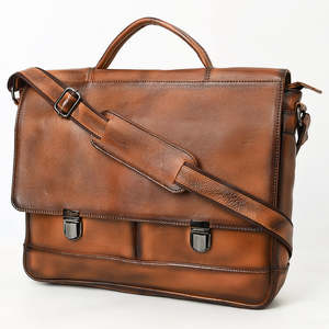 <b>Men's</b> Genuine <b>Leather</b> Briefcase Classic Style Flap Closure Adjustable Strap Business Use Durable Soft <b>Bag</b> - Product Image 3
