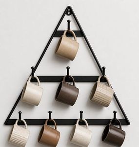 Support mural triangulaire en métal pour tasses, à trois niveaux, minimaliste, pour rangement de cuisine, finition peinture cuite durable - Product Image 3
