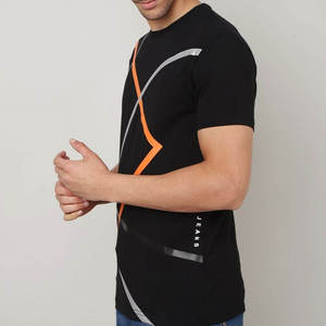 <b>Black</b> Geometric Print O-Neck Short Sleeve T-<b>Shirt</b> <b>Slim</b> <b>Fit</b> Casual Jersey <b>Shirt</b> with Foil Design - Product Image 5