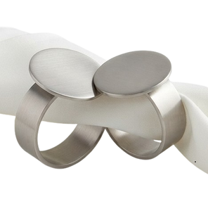 Anneaux de serviette sur mesure pour décoration, anneaux à serviettes de style moderne, forme arrondie argentée. - Product Image 2