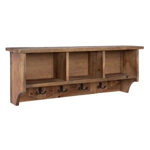 Perchero de Pared de Madera con Estantes y Ganchos - Organizador Rústico para Entrada - Product Image 1