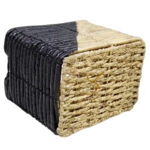 Panier artisanal en jacinthe d'eau avec couleurs mélangées - Panier pour rangement et décoration - Product Image 2