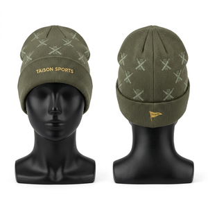 Women Cricket Beanie High Quality Acrylic Fabric Soft Stretch Warm <b>Winter</b> <b>Cap</b> Blue Cuff Style Embroidery Logo Custom Woven Patch - Product Image 4