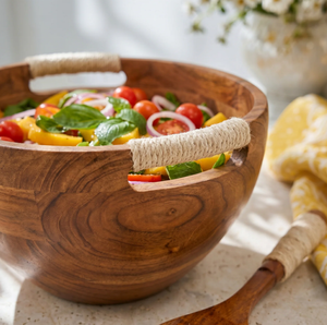 Ensemble de saladiers en bois d'acacia artisanal de qualité supérieure |   Bols de service artisanaux et durables pour fruits, yaourts et préparations variées - Product Image 3