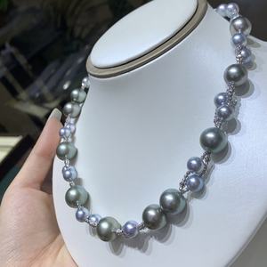 Collier de perles blanches australiennes de la série blanche, 925 argent pur 99,9%, nouveau, 13-14 mm, sans défaut, chaîne en diamant, 100% naturel, printemps/été - Product Image 1