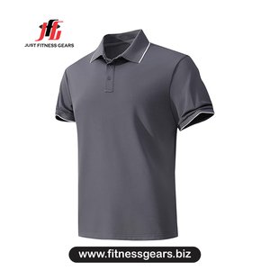Polo de Manga Corta para Hombre, Color Gris Oscuro, Tejido de Secado Rápido, Corte Casual - Product Image 1