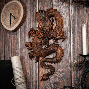 Figura de Dragón Hecha a Mano, Adorno Decorativo de Madera Natural para Feng Shui, Dragón Tallado en Madera Sólida, Estatua de Dragón Personalizada - Product Image 5