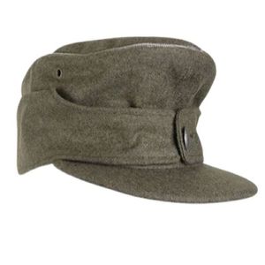 Gorro de Esquí Ajustable para Adultos, Color Gris Sólido, 100% Lana, Bordado, Estilo Alemán de la Segunda Guerra Mundial, con un Solo Botón, Modelo M44 - Product Image 3