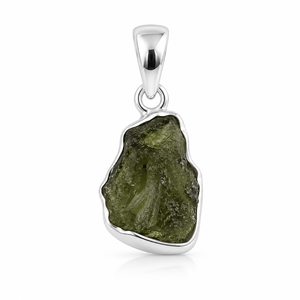 Colgante de Moldavita, Piedra Preciosa Natural, Chapado en Oro Verde, Plata de Ley 925, Hecho a Mano, Amuletos Clásicos, Joyería Cristiana Unisex, Regalo - Product Image 1