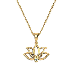 จี้สร้อยคอรูปดอกบัวประดับเพชร E VS1 เพชรเลี้ยงในห้องปฏิบัติการ ทองคำ 14K สีโรสโกลด์ ดีไซน์ดอกบัว ดูเหมือนเพชร เครื่องประดับทางจิตวิญญาณ สร้อยคอโยคะ - Product Image 5