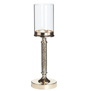 KRAFT WORLD Gold Metal <b>Tall</b> Hurricane <b>Lantern</b> Modern Luxury Table Centerpiece Decorative Candle Stand Home Decor Handmade - Product Image 1