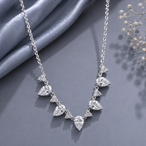 สร้อยคอจี้เพชรโมอิสซาไนต์ทรงหยดน้ำและทรงกลม ทองคำขาว 14K หรูหรา น้ำหนักรวม 2.27 กะรัต เครื่องประดับชั้นดีสำหรับผู้หญิง ของขวัญวันครบรอบ - Product Image 1