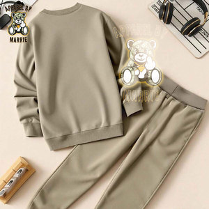 Ensemble de jogging streetwear mi-lourd en mélange de coton 100% OEM, vente en gros, avec logo personnalisé, sweat-shirt à capuche et pantalon de survêtement - Product Image 2