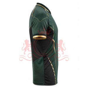 Camiseta de Fútbol Geométrica Verde y Negra para Hombre, Manga Corta, Cuello en V, Poliéster que Absorbe la Humedad, Ajuste Atlético, para Todas las Temporadas - Product Image 3