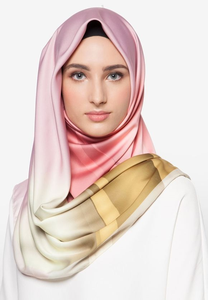Custom Square Satin Plain Hijab Solid Color Peach <b>Head</b> <b>Wrap</b> Spring Summer Wear OEM ODM Textile Manufacturer India - Product Image 3