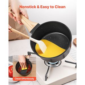 Set di cassette antiaderenti nere maniglie staccabili 1.5 QT 2.5 QT coperchi in vetro a induzione pentole da cucina compatibili multiuso - Product Image 4