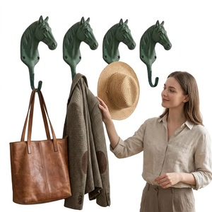 Porte-manteau mural vintage en métal rustique en forme de tête de cheval, robuste et multifonctionnel, décoratif - Product Image 2