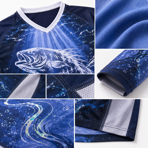Camiseta de Pesca Personalizada para Hombre, Manga Larga, Secado Rápido, Protección Solar UPF, Malla de Poliéster, Sublimación, para Pesca al Aire Libre - Product Image 4