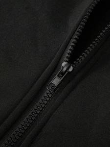 Men's <b>Black</b> Sparkle Flame Rhinestone Front Logo Cotton <b>Fleece</b> Full Zip Hoodies Oversized Fit Solid Pattern Streetwear Winter - Product Image 6
