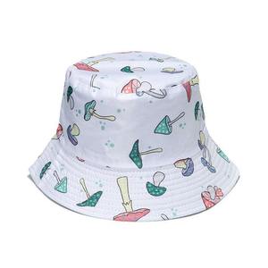 White Cartoon Mushroom Print Bucket <b>Hat</b> Unisex Children Spring <b>Summer</b> Casual Beach Wear - Product Image 3