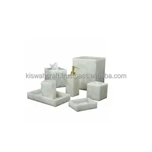 ชุดอุปกรณ์ห้องน้ำเรซิ่นทรงสี่เหลี่ยมสไตล์ยุโรปสุดหรู 4 ชิ้น ทนทาน เป็นมิตรกับสิ่งแวดล้อม ผิวขัดเงาสีชมพู - Product Image 3