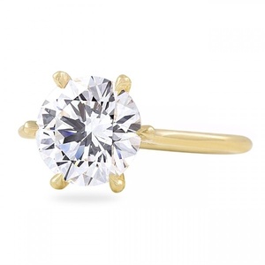 Anillo de compromiso de diamante cultivado en laboratorio de 3 quilates, corte brillante redondo, certificado IGI, 6 puntas, oro amarillo de 18 quilates, anillo solitario, anillo de boda - Product Image 1