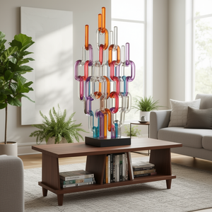 Contemporary Abstract Aluminium Link Sculpture Coffee Table <b>Bookshelf</b> Home Dcor - Product Image 3